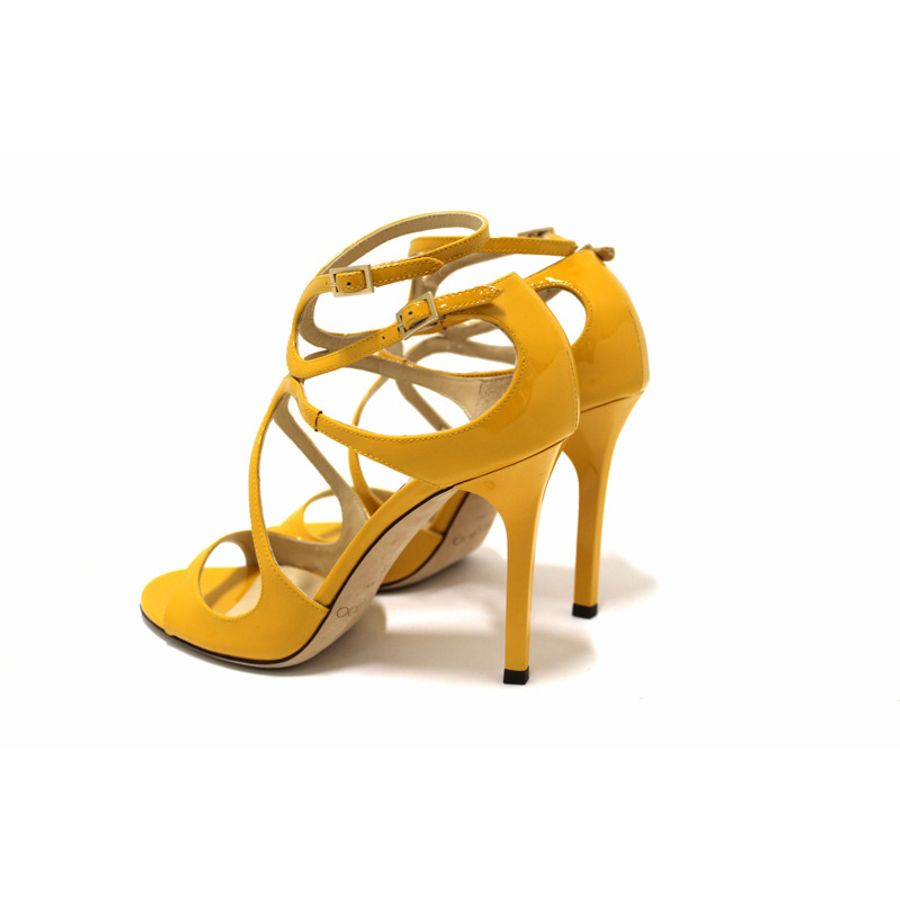 Jimmy Choo Yellow Patent Strap Heel Sandal Size 35.5-2