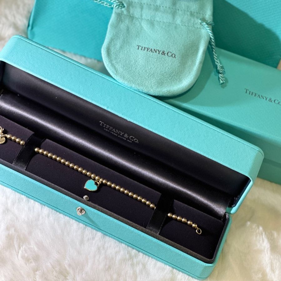 Tiffany&Co ™ 18K 金迷你心形吊飾串珠手鏈-1