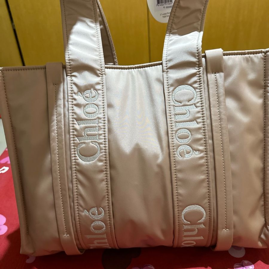 [全新正貨]Chloe Woody tote bag 新款尼龍托特包 粉色 中號-9