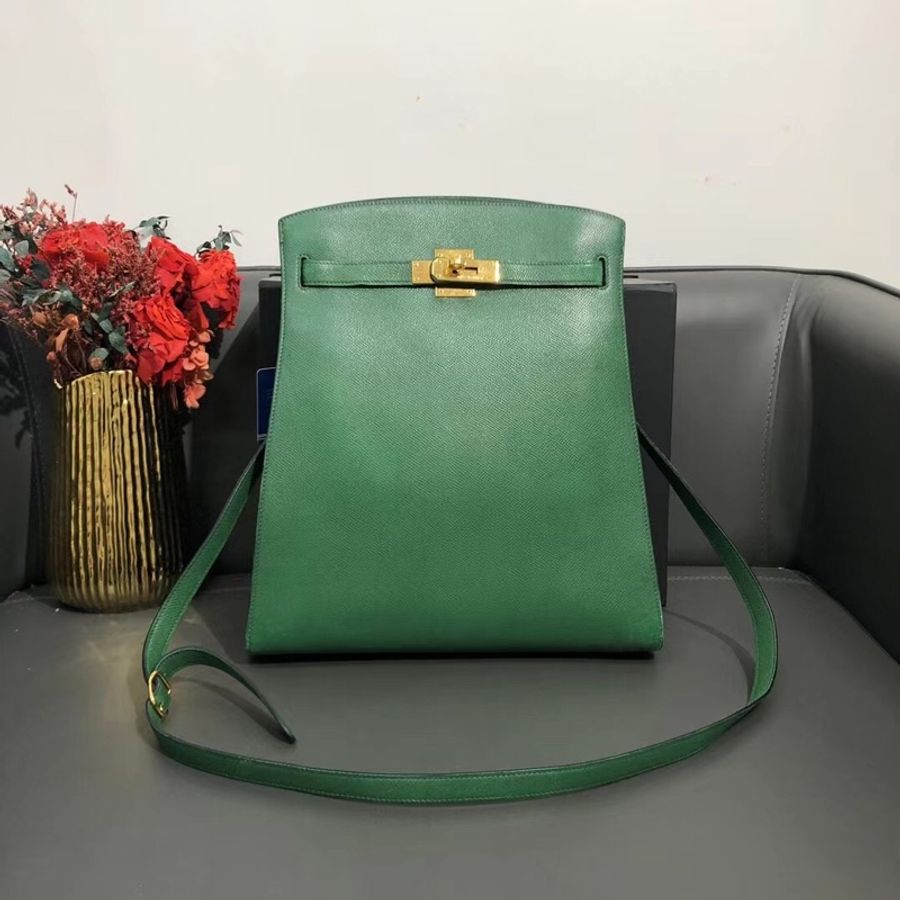 Hermes 愛馬仕 Kelly sport翡翠綠Epsom 皮金扣 GM大號圓圈J刻 中古款-6
