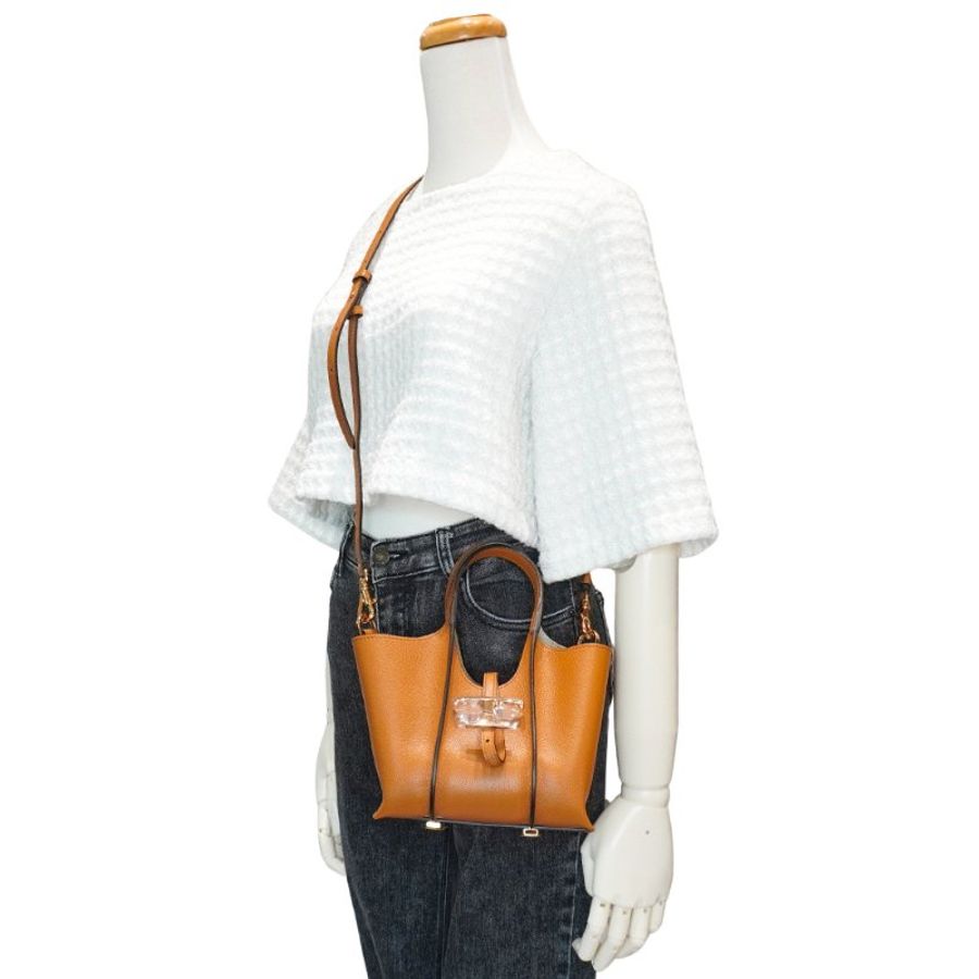 Tod's Timeless Micro 牛皮手提兩用包(棕)-5