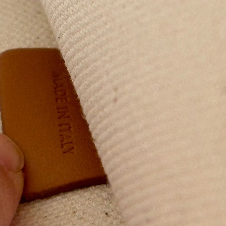::CELINE:: 焦糖皮革邊 白色帆布琴譜包 手提斜背兩用-12