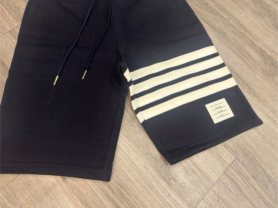 THOM BROWNE TB四線棉短褲 藍/灰-1
