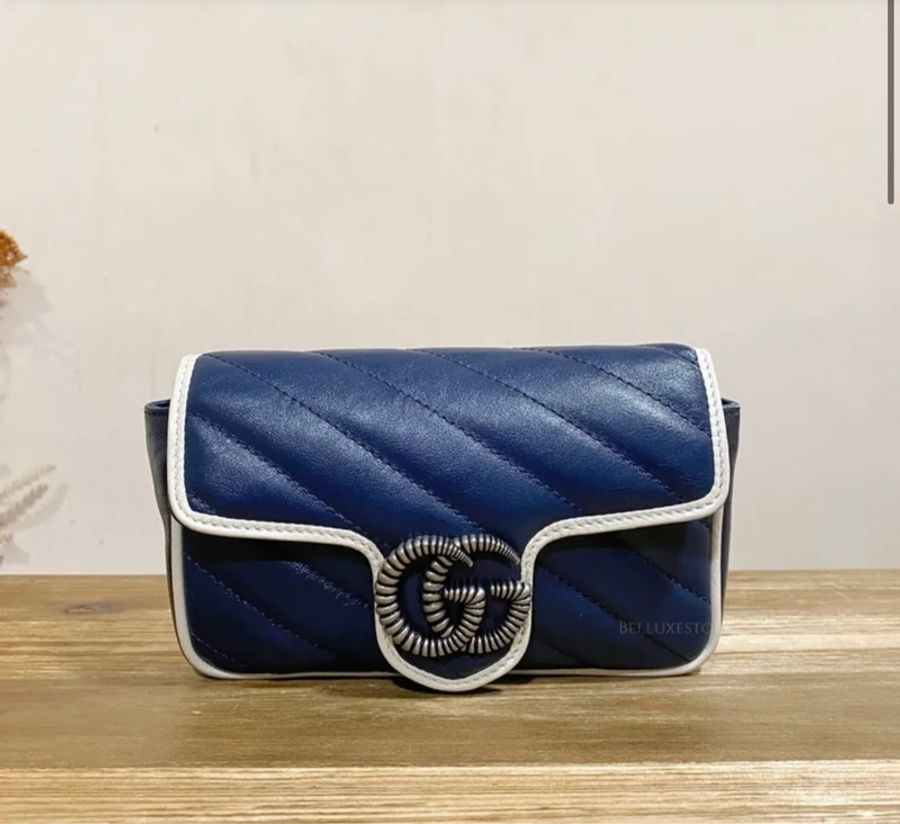 Gucci mini marmont 馬蒙 藍白色-0