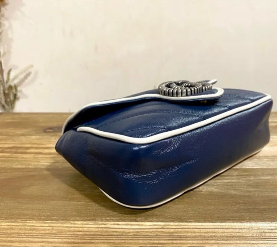 Gucci mini marmont 馬蒙 藍白色-3