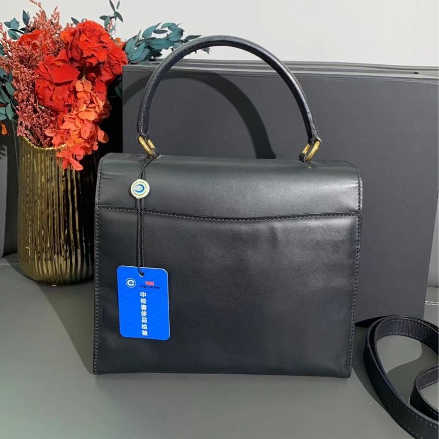 Celine 赛琳 黑色box手提中古包 有肩帶-2