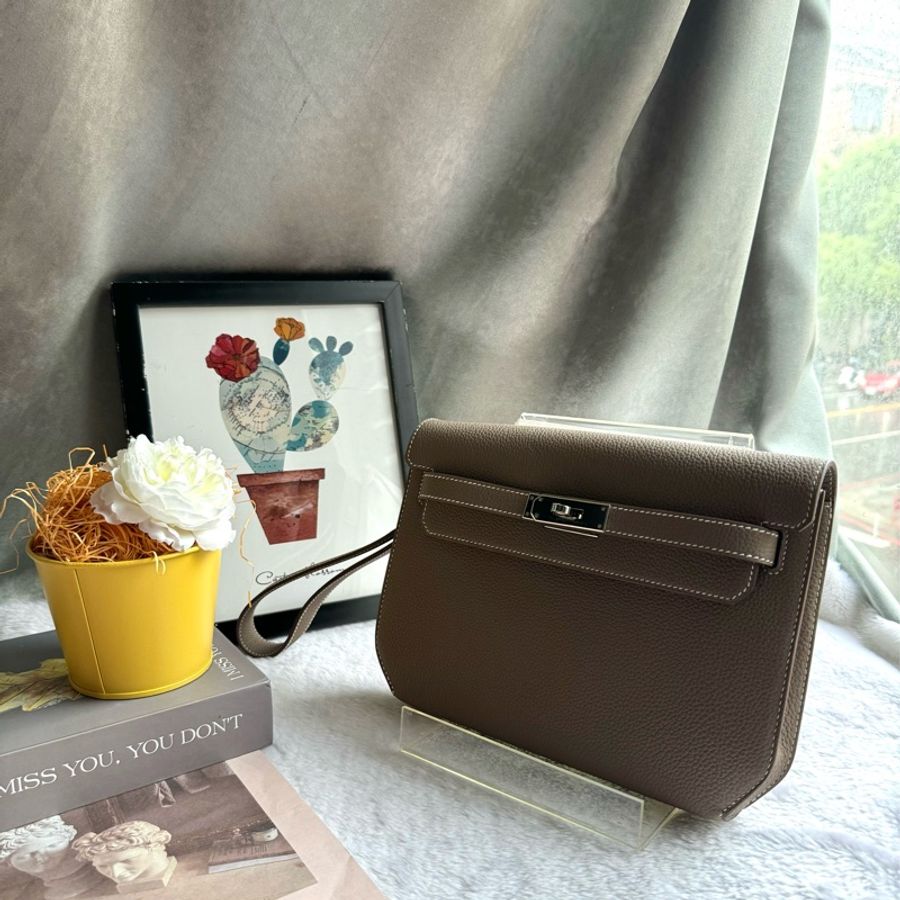 Hermes Kelly Depeches 25 銀釦 TOGO皮 手拿包(大象灰)-2