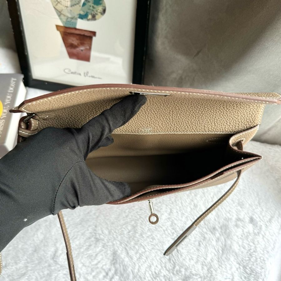 Hermes Kelly Depeches 25 銀釦 TOGO皮 手拿包(大象灰)-5