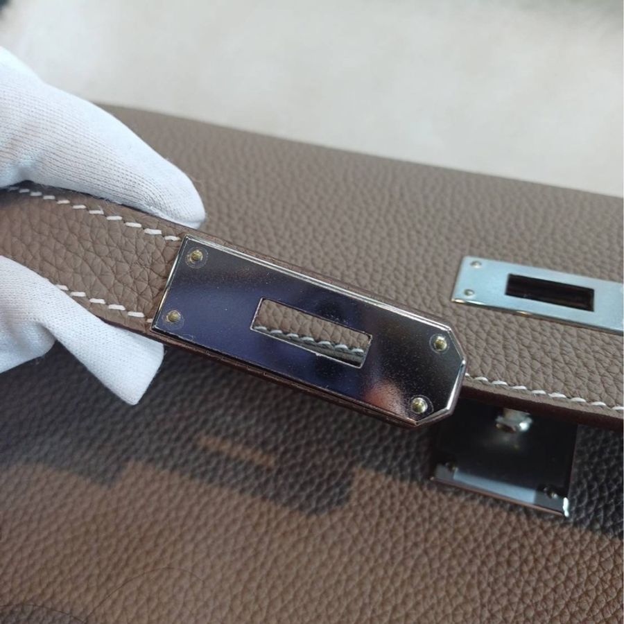 Hermes Kelly Depeches 25 銀釦 TOGO皮 手拿包(大象灰)-9