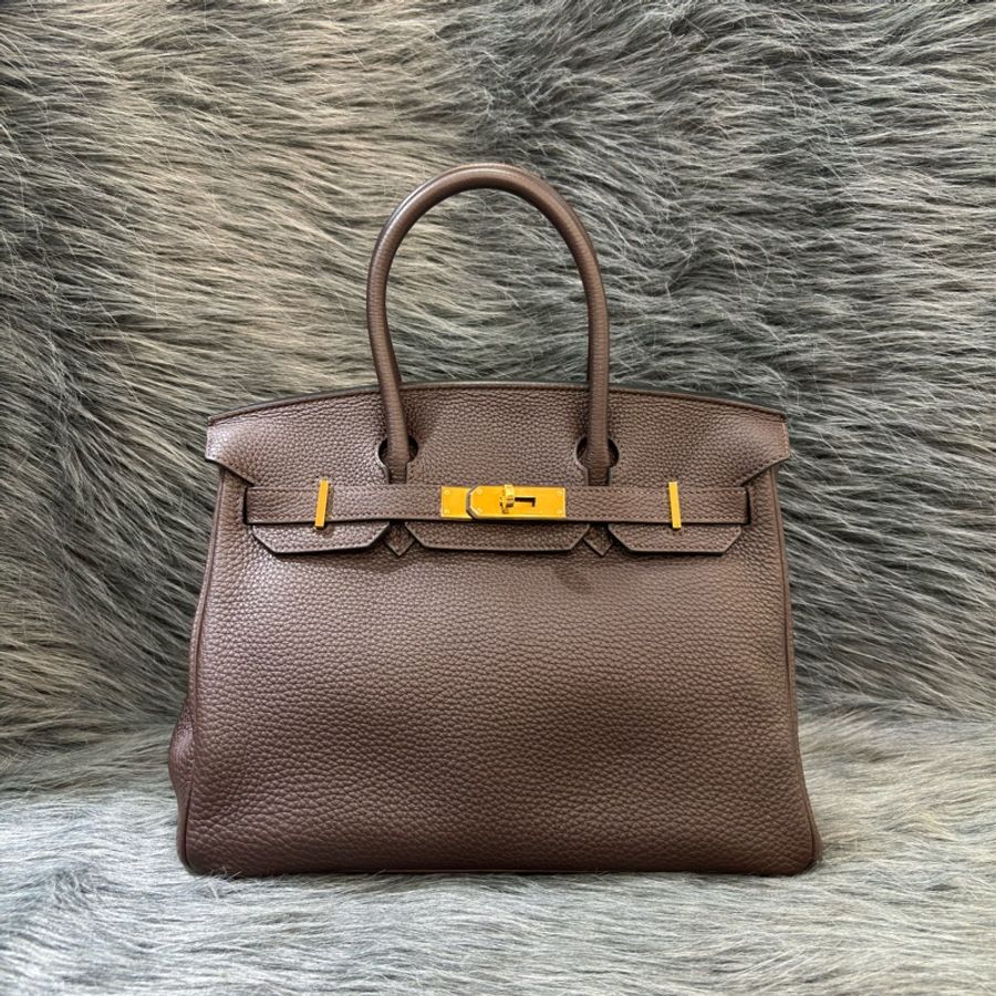 HERMES BIRKIN 30 TOGO 巧克力 深咖啡色 荔枝皮 金釦 愛馬仕 鉑金包 醫生包 手提包-0