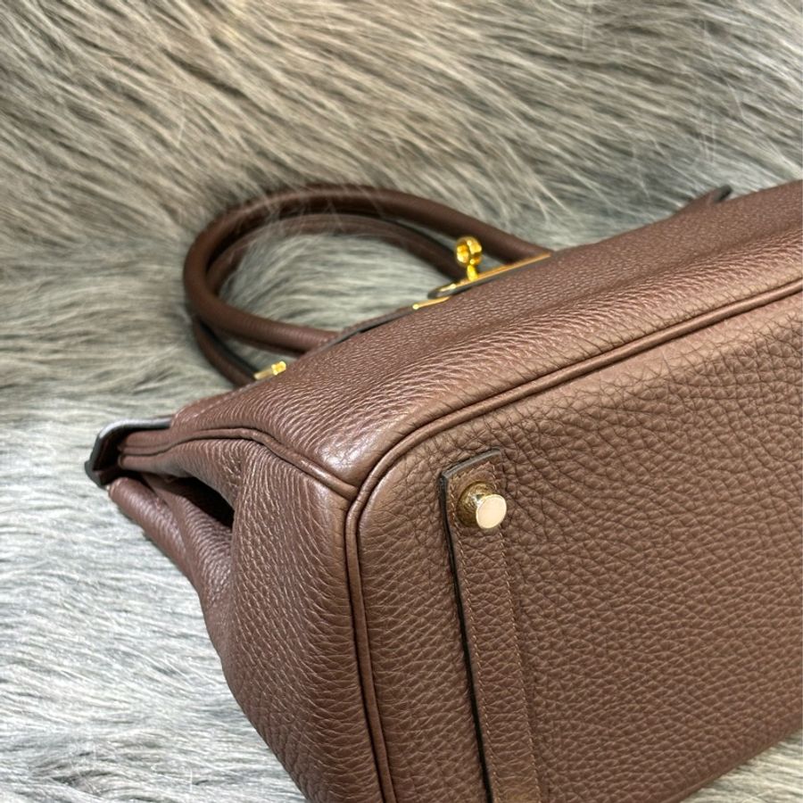 HERMES BIRKIN 30 TOGO 巧克力 深咖啡色 荔枝皮 金釦 愛馬仕 鉑金包 醫生包 手提包-5