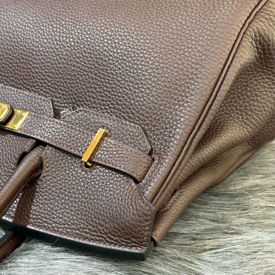 HERMES BIRKIN 30 TOGO 巧克力 深咖啡色 荔枝皮 金釦 愛馬仕 鉑金包 醫生包 手提包-10