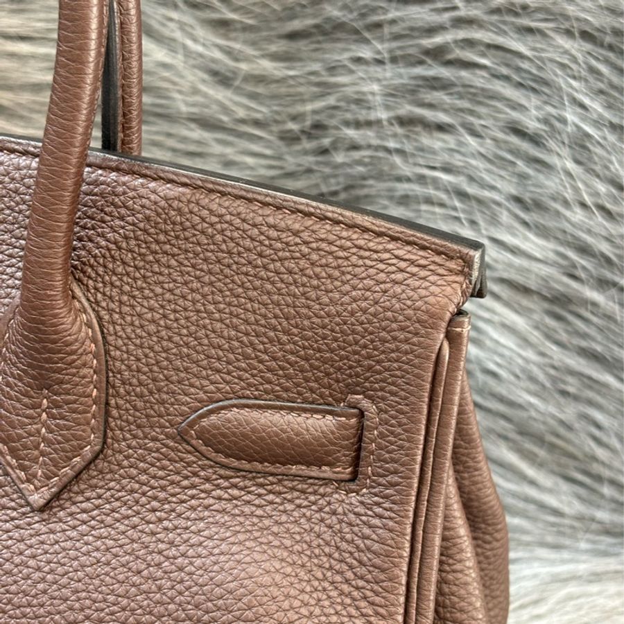 HERMES BIRKIN 30 TOGO 巧克力 深咖啡色 荔枝皮 金釦 愛馬仕 鉑金包 醫生包 手提包-12