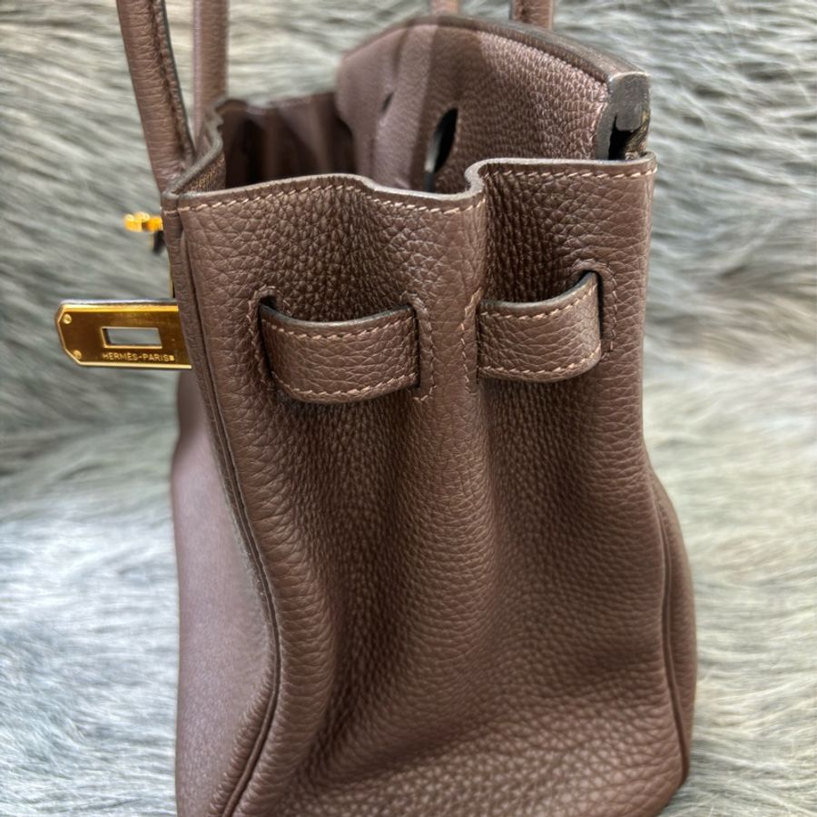 HERMES BIRKIN 30 TOGO 巧克力 深咖啡色 荔枝皮 金釦 愛馬仕 鉑金包 醫生包 手提包-23