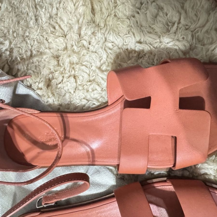 HERMES愛馬仕橘經典款H涼鞋38號-9