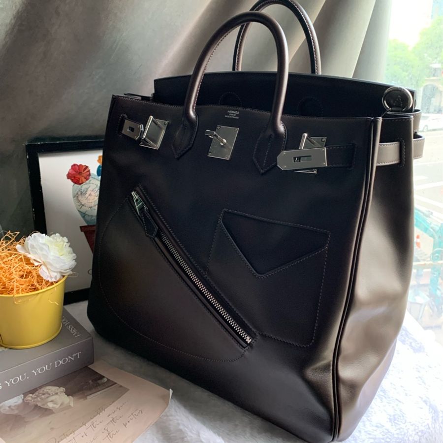 Hermes 稀有限量版 Haut A Courroies Rock 40cm 手提包(烏木色)-2