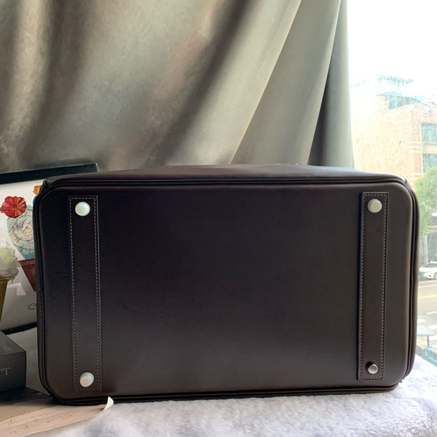 Hermes 稀有限量版 Haut A Courroies Rock 40cm 手提包(烏木色)-4