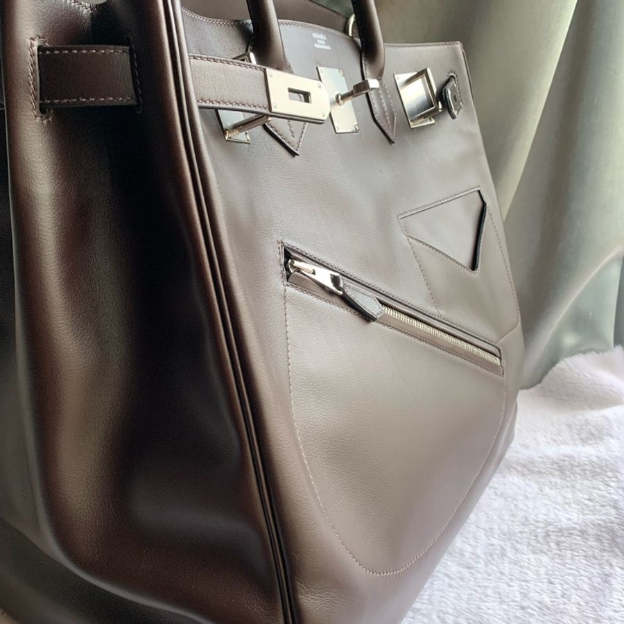 Hermes 稀有限量版 Haut A Courroies Rock 40cm 手提包(烏木色)-8