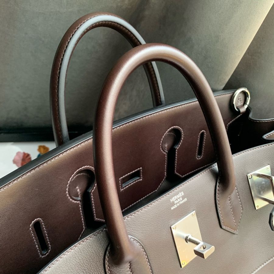 Hermes 稀有限量版 Haut A Courroies Rock 40cm 手提包(烏木色)-10