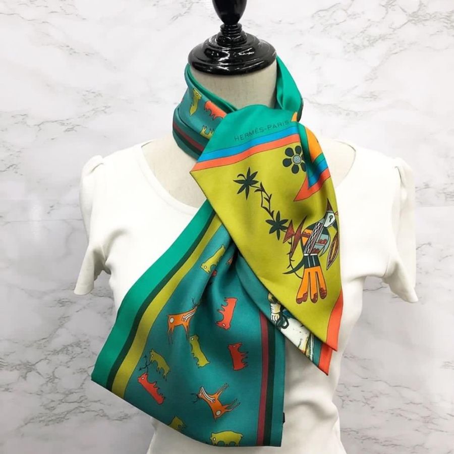 愛馬仕 全新連盒 收藏 停產 市場罕有 Kachinas Silk Maxi Twilly-3