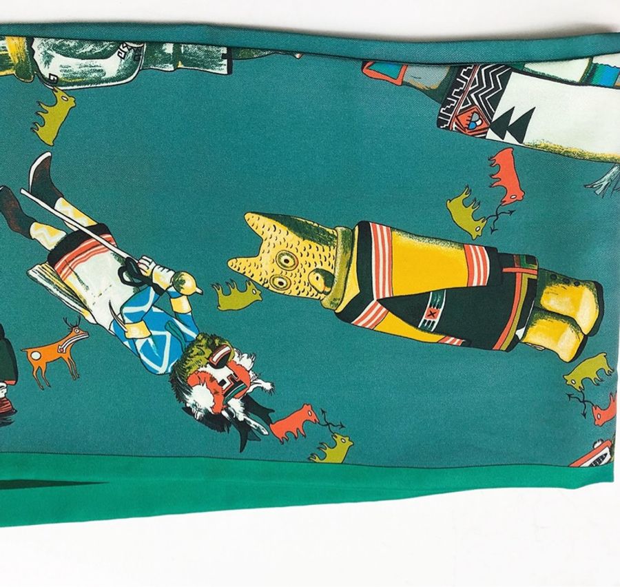 愛馬仕 全新連盒 收藏 停產 市場罕有 Kachinas Silk Maxi Twilly-4