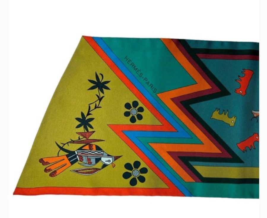 愛馬仕 全新連盒 收藏 停產 市場罕有 Kachinas Silk Maxi Twilly-6