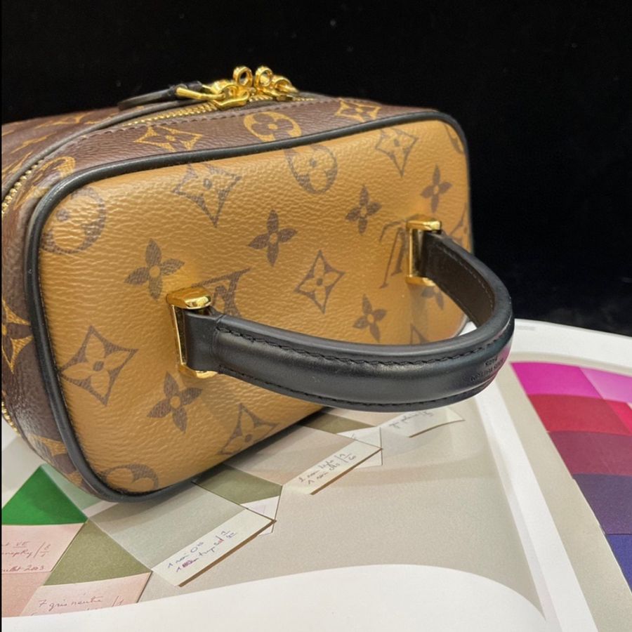 LV vanity 拼色老花化妝盒包-3