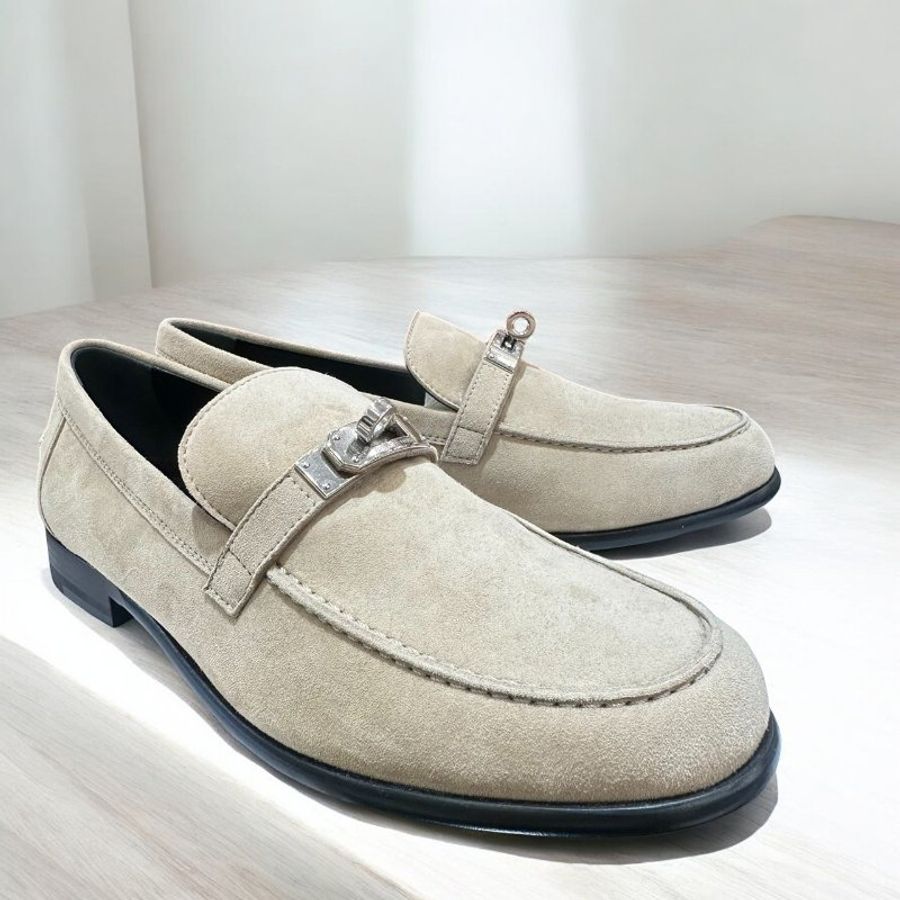 HERMES Destin樂福鞋/卡其/38 全新商品-0