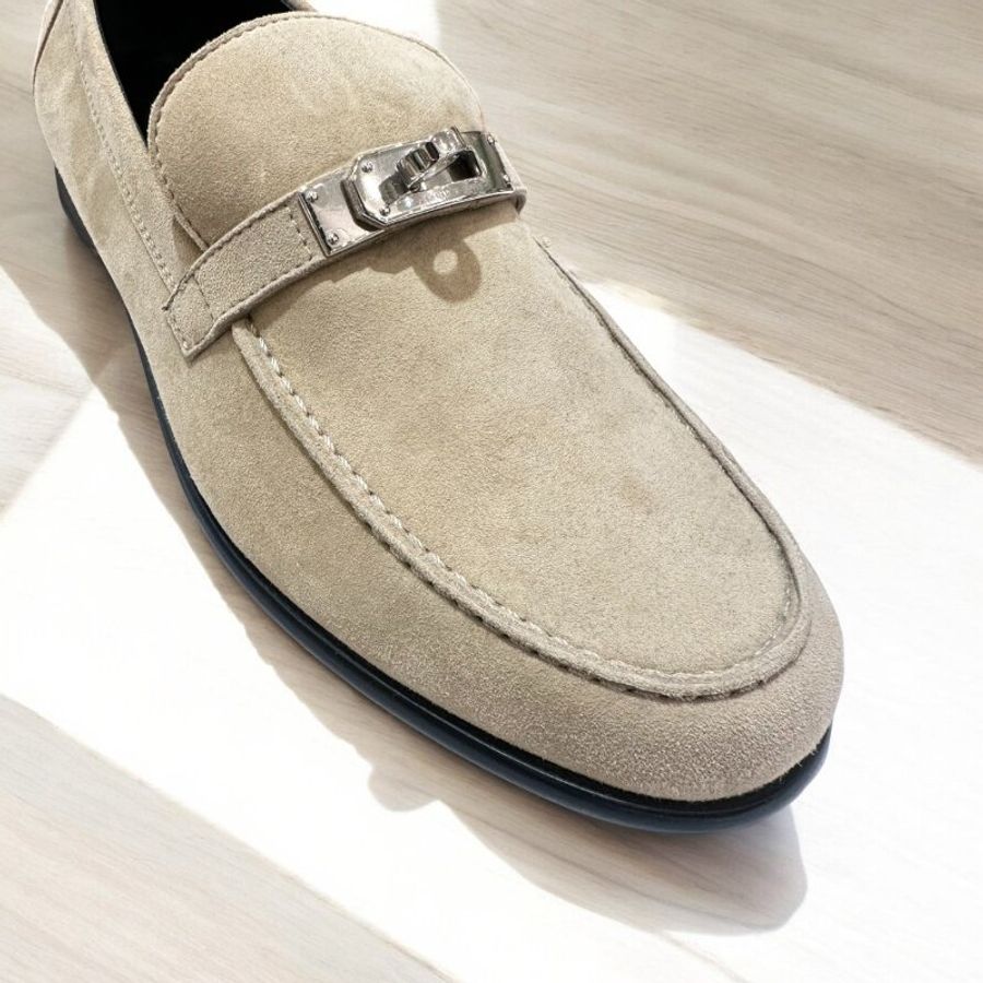 HERMES Destin樂福鞋/卡其/38 全新商品-1