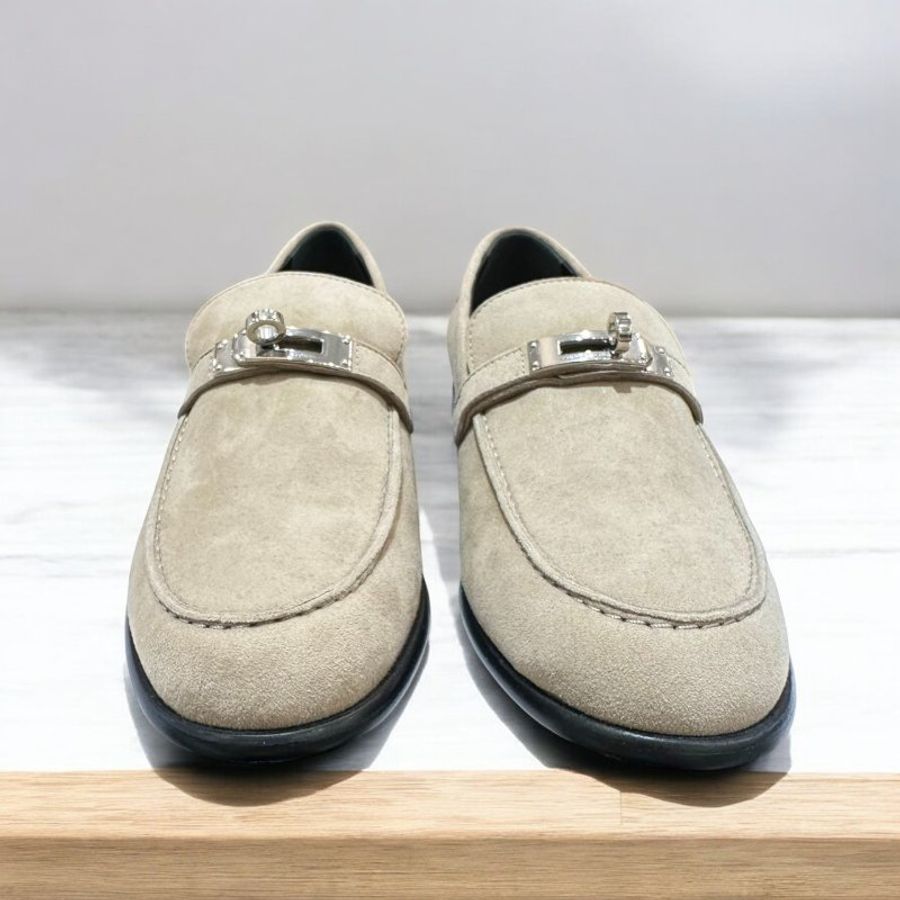 HERMES Destin樂福鞋/卡其/38 全新商品-4