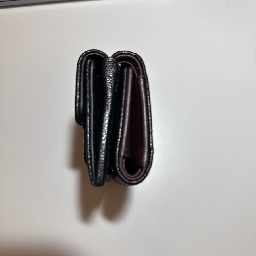 CHANEL經典荔枝皮金扣三折短夾(黑)-15