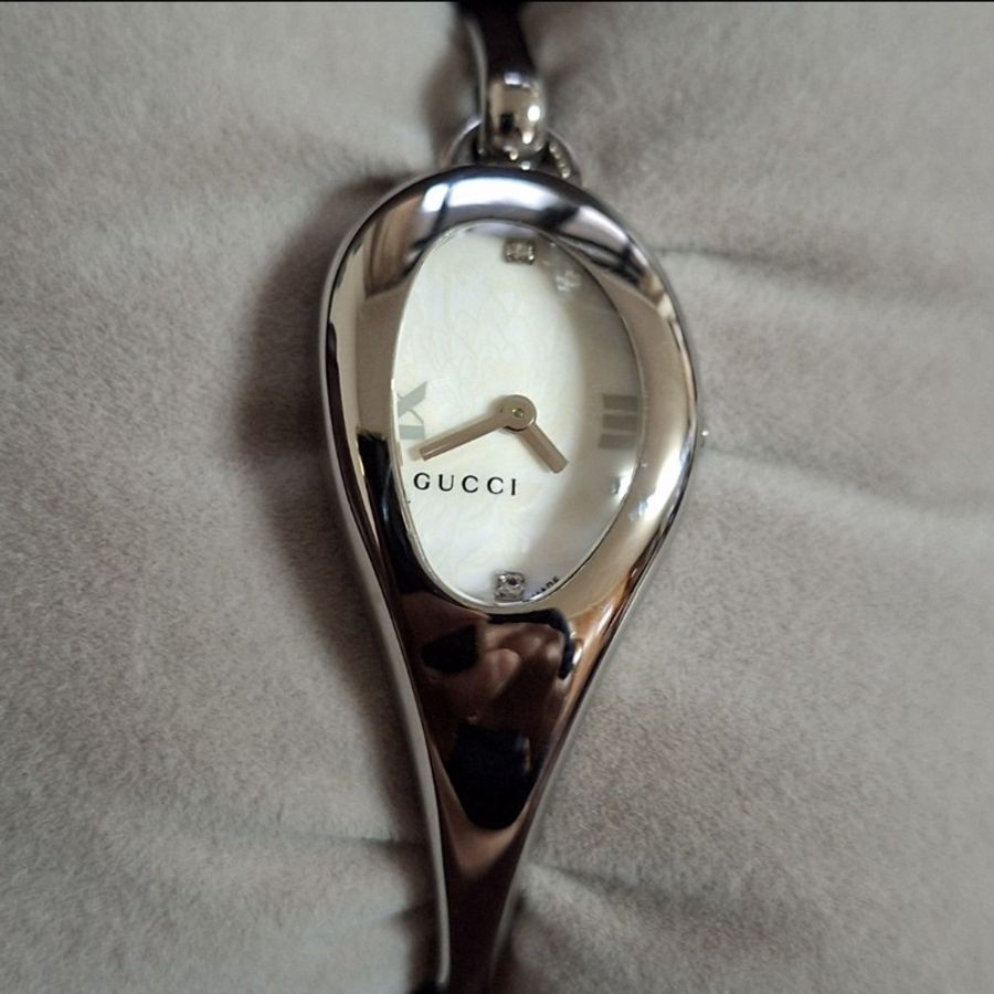 Gucci 103 美鑽橢圓手鐲馬銜扣腕錶-0