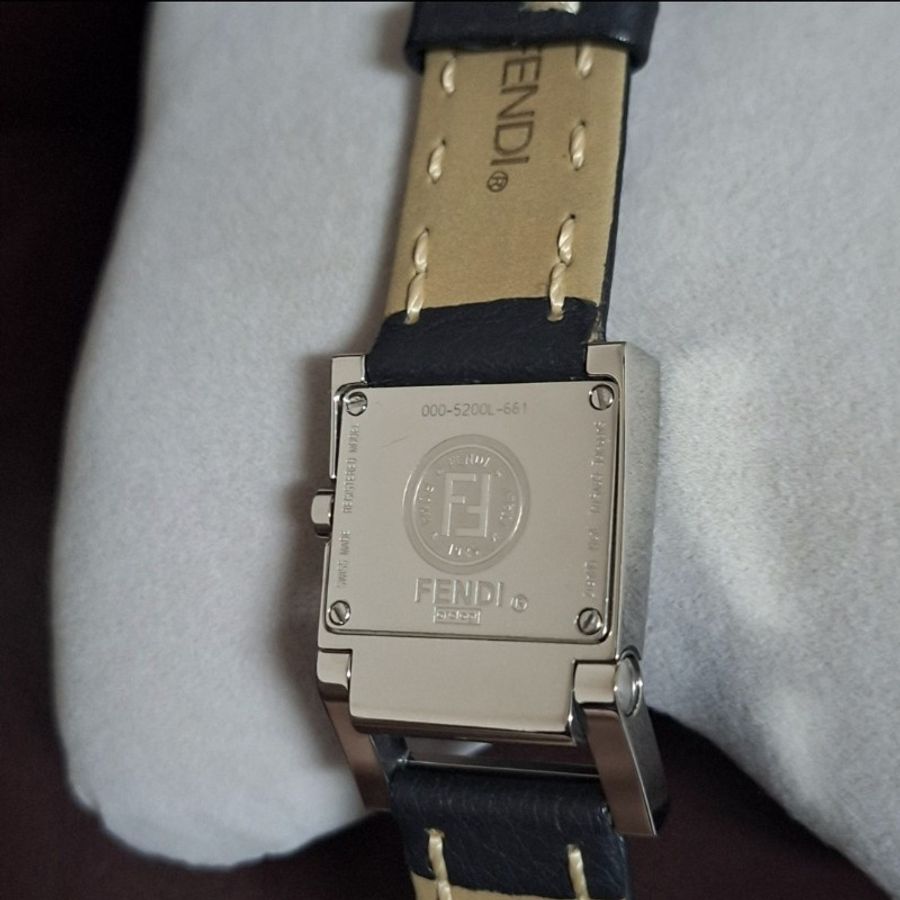 Fendi Orologi 黑色皮革腕錶-7