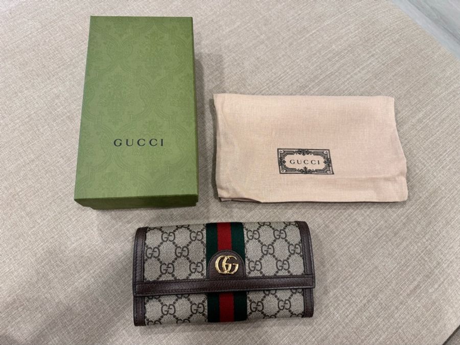 GUCCI 古馳Ophidia 金屬Logo 老花 扣式 皮夾 長夾 全新-1