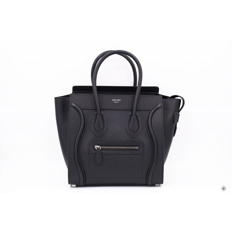 Celine 16779 3DRU Luggage Black / 0N38 Calfskin Micro Tote Bag Sbhw-0