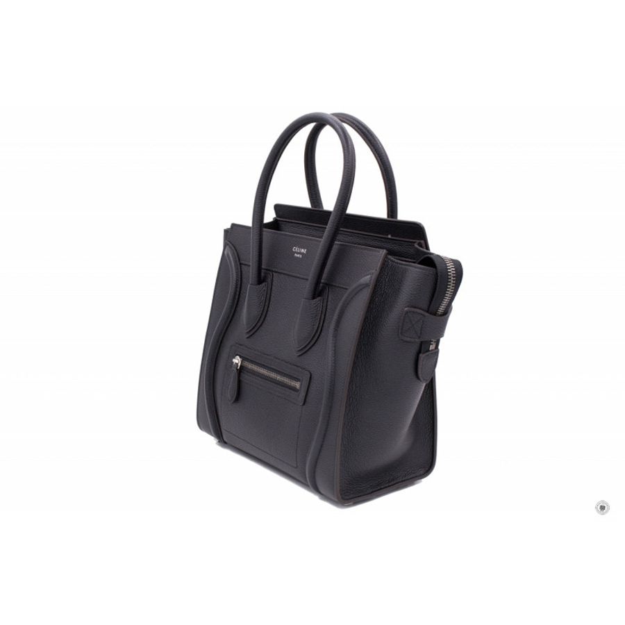 Celine 16779 3DRU Luggage Black / 0N38 Calfskin Micro Tote Bag Sbhw-1