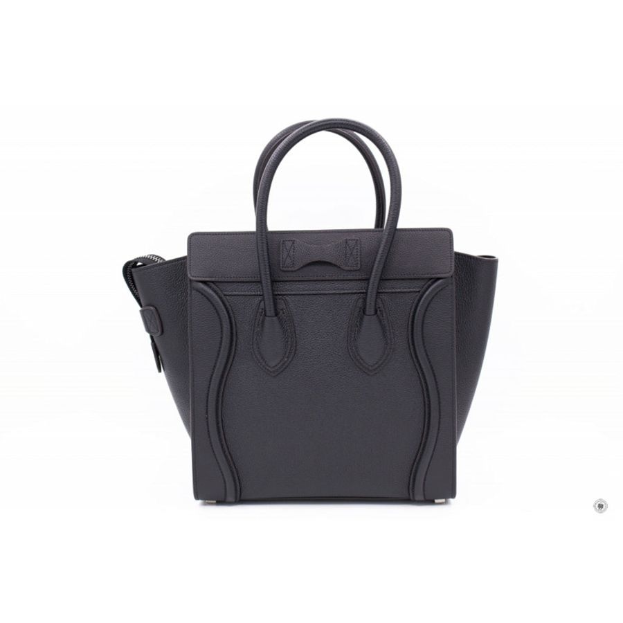 Celine 16779 3DRU Luggage Black / 0N38 Calfskin Micro Tote Bag Sbhw-2