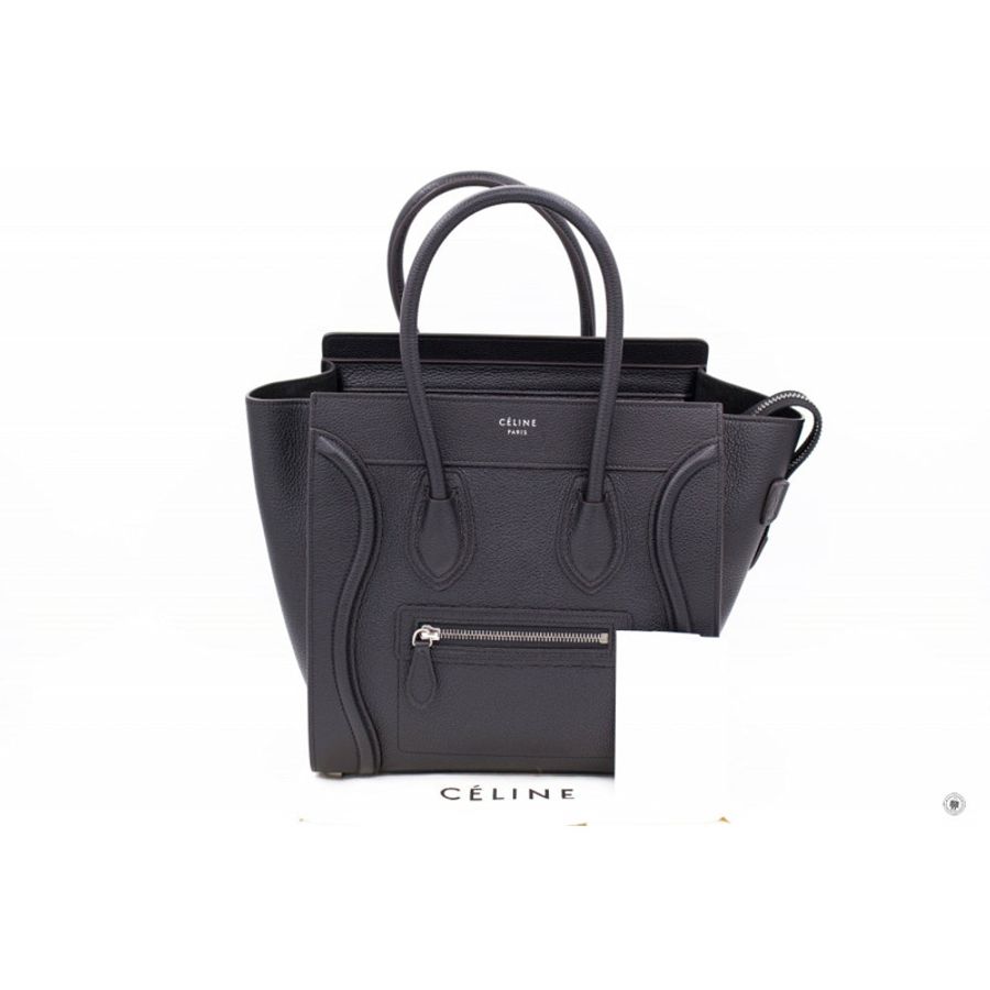 Celine 16779 3DRU Luggage Black / 0N38 Calfskin Micro Tote Bag Sbhw-8