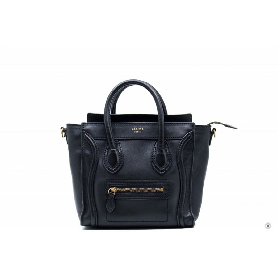 Celine 16824 Luggage Nano Black Calfskin Tote Bag Gbhw-0