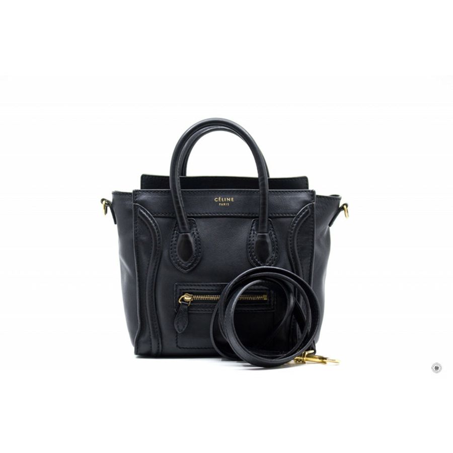 Celine 16824 Luggage Nano Black Calfskin Tote Bag Gbhw-14