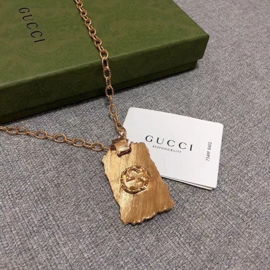 Gucci 古馳 銅牌合金熔岩項鍊-1