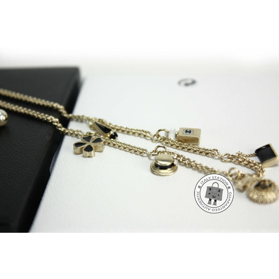 Chanel A61360 Tba With 6 Charms Black With Gold Metal Necklace Ghw-1