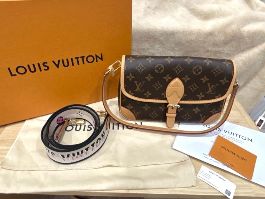 全新 全配 晶片款 Louisviitton diane monogram 法棍包-2