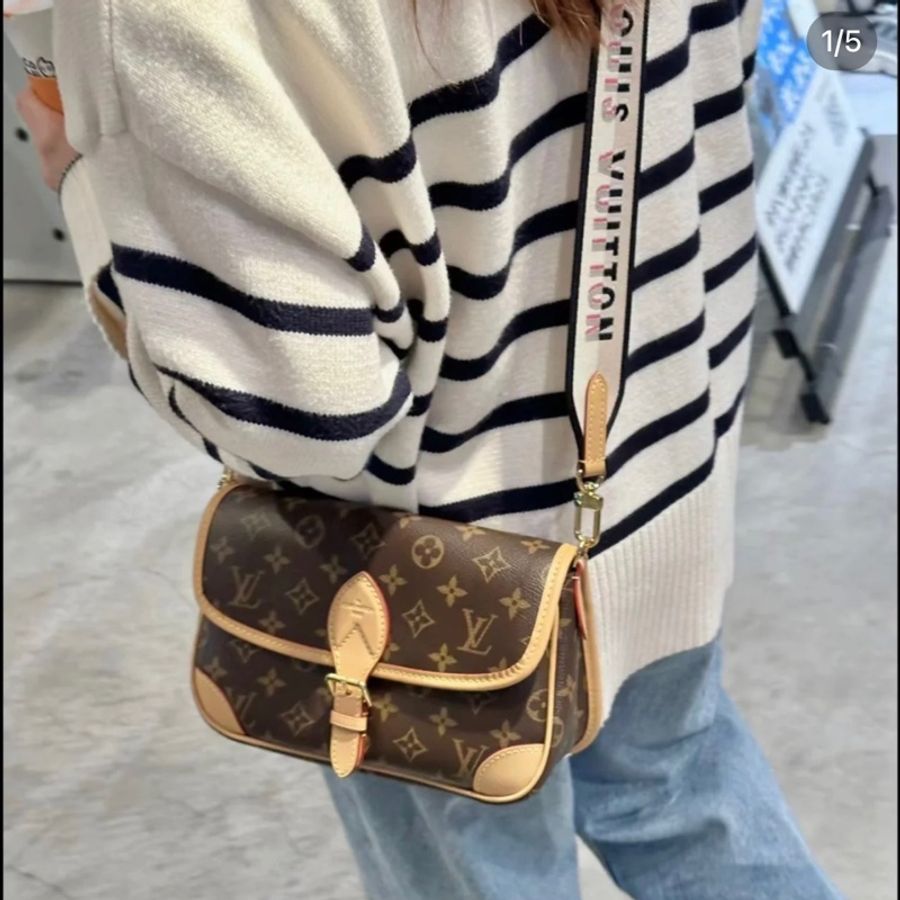 全新 全配 晶片款 Louisviitton diane monogram 法棍包-19