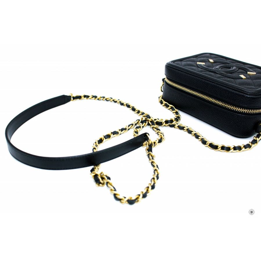 Chanel A84452 Y06542 CC Filigree Vanity Clutch With Chain Black / 94305 Caviar Shoulder Bags Ghw-4