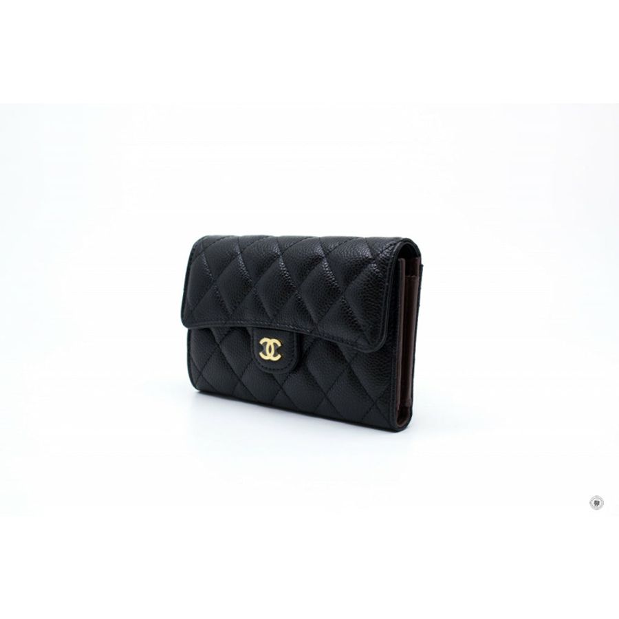 Chanel AP0232 Y01864 Classic Flap Wallet Black / C3906 Caviar Short Wallet Ghw-1