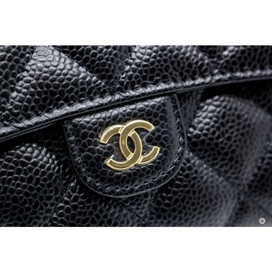 Chanel AP0232 Y01864 Classic Flap Wallet Black / C3906 Caviar Short Wallet Ghw-4