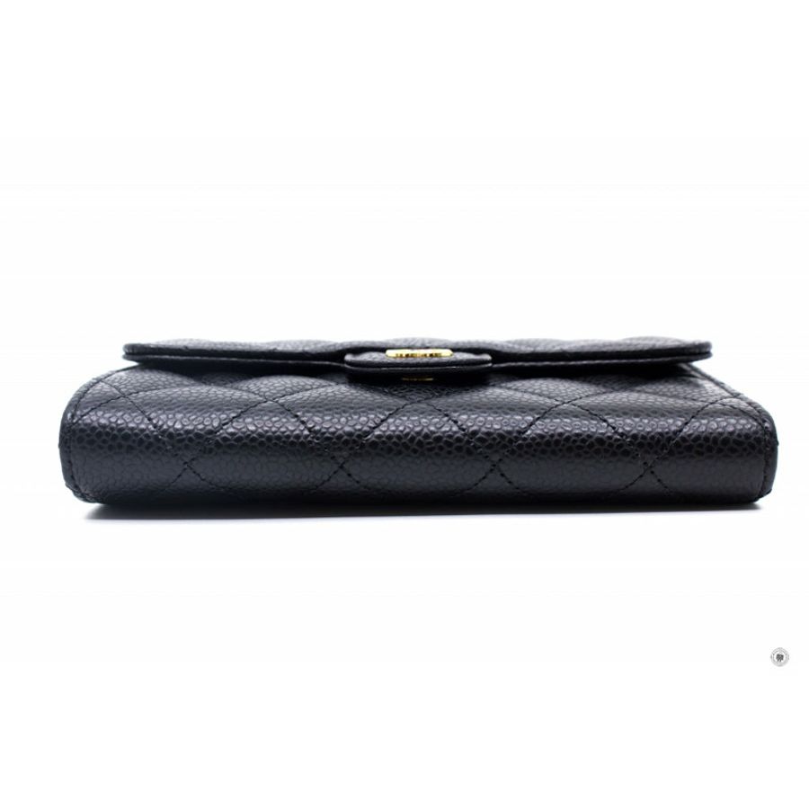Chanel AP0232 Y01864 Classic Flap Wallet Black / C3906 Caviar Short Wallet Ghw-12