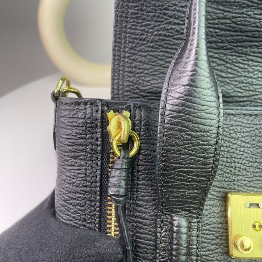 3.1 phillip Lim pashli mini stachel 拉鍊 肩背 手提 兩用包 黑色 金扣-6