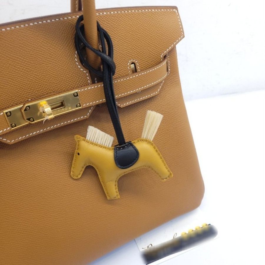 Hermès RODEO MM 小羊皮馬毛小馬吊飾 棕/黑-0
